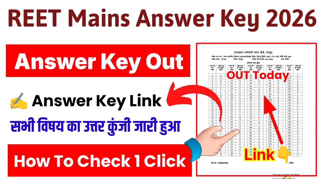 REET Mains Level 1 Answer Key 2026